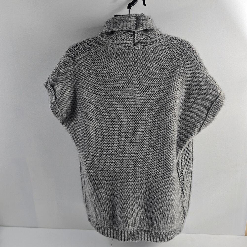 Elsamanda Open front cardigan wool alpaca S gray cable knit 6767 made Italy‎ - Picture 3 of 8